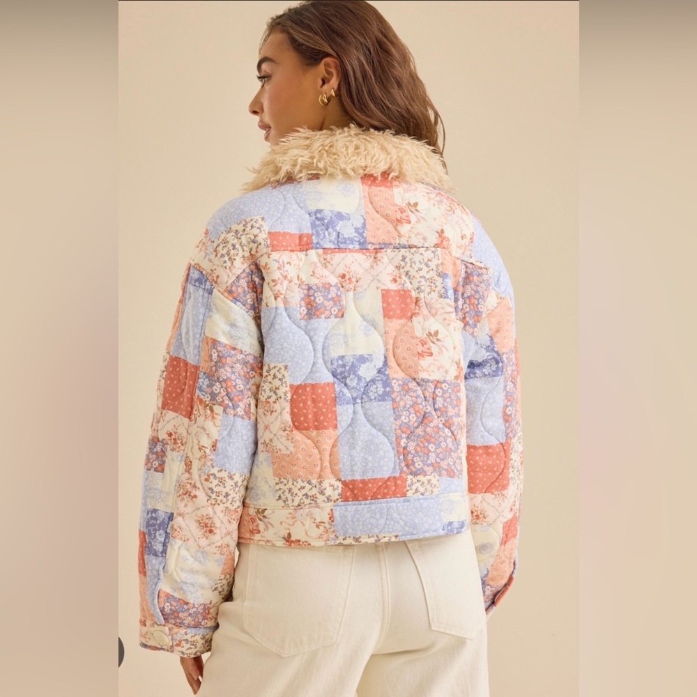 Altar'd State Multicolor Patchwork Teddy Jacket - Picture 4 of 7